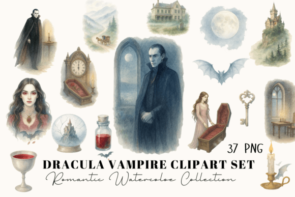Download Dracula Gothic Watercolor Clipart Bundle - Premium Bundle