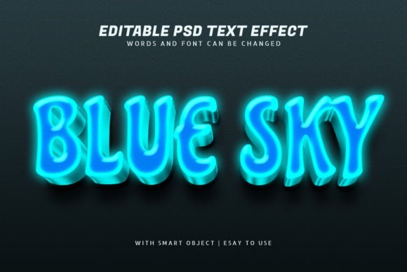 Download Blue Sky 3d Glow Text Effect Editable - Glow text effect Collection