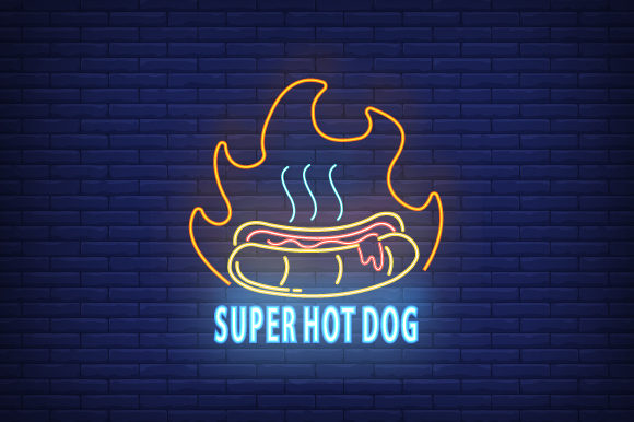 Download Neon Logo Hot Dog Template Street Food - Neon logo Collection