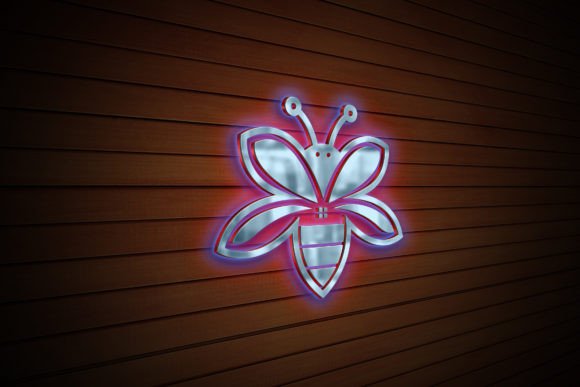 Download Wood Texture Neon Logo Effect Mockup - Neon logo Collection