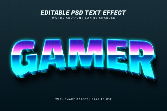 Download Gamer 3d Glow Text Effect Editable - Glow text effect Collection