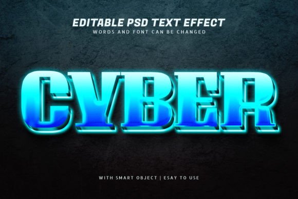 Download Cyber 3d Blue Glow Text Effect Editable - Glow text effect Collection
